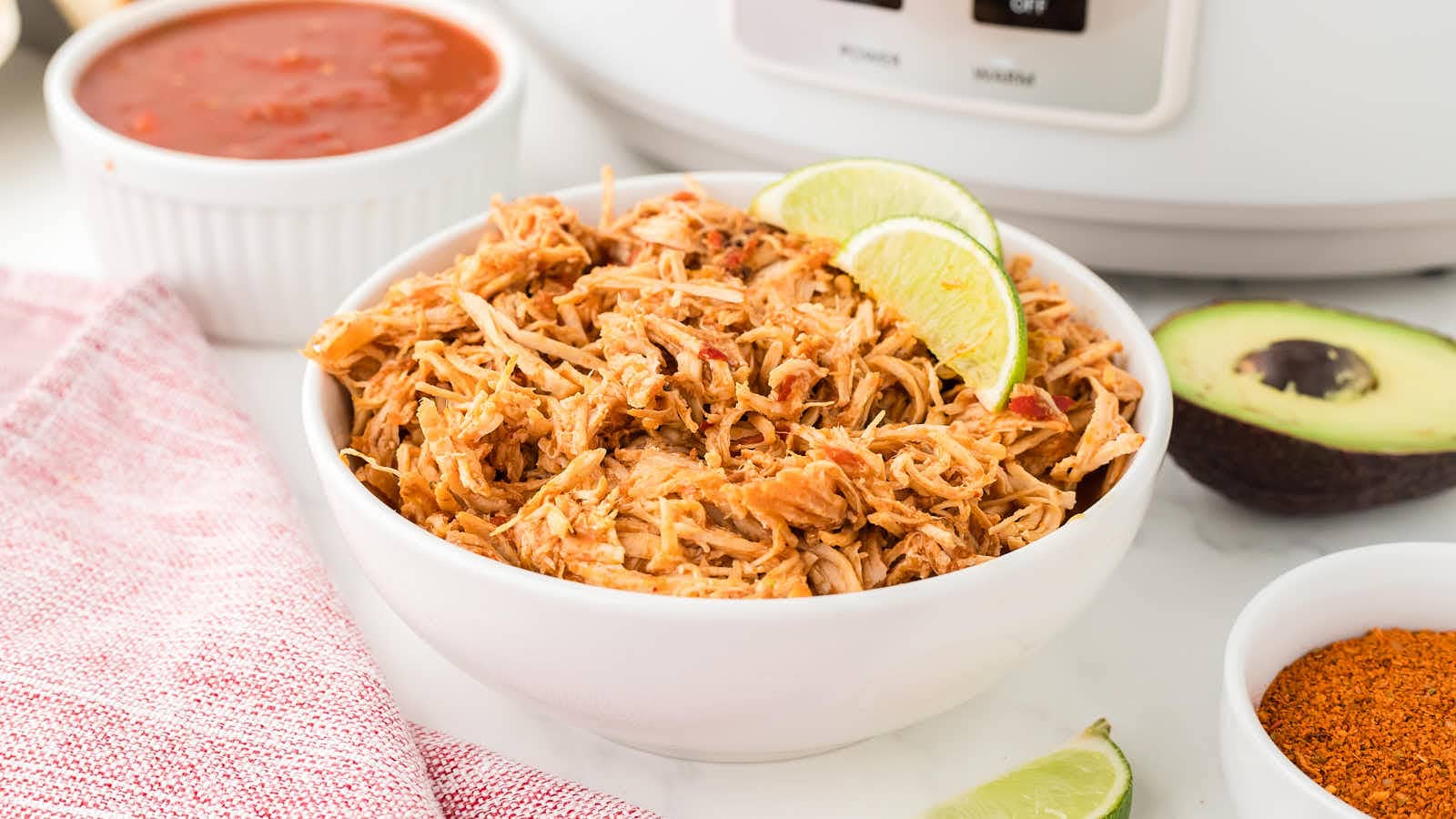 Crock Pot Chicken Salsa recipe by Cheerful Cook.