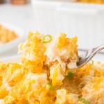 A forkful of Funeral Potatoes.