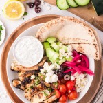 Topdown view of a Greek Chicken Bowls.