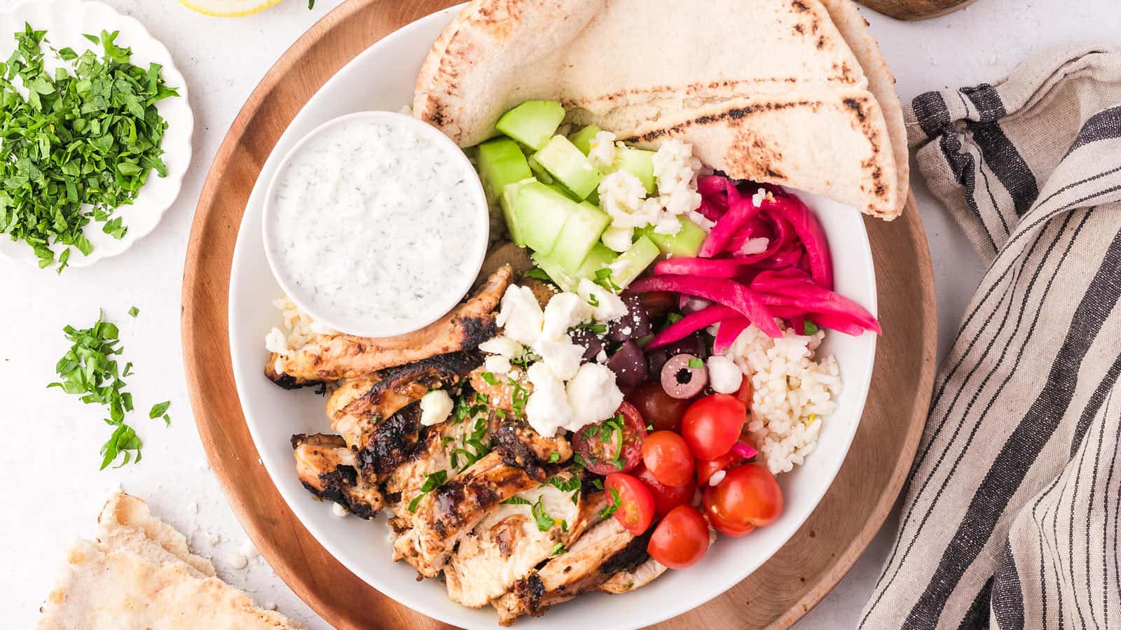 Greek Chicken Bowls recipe by Cheerful Cook.