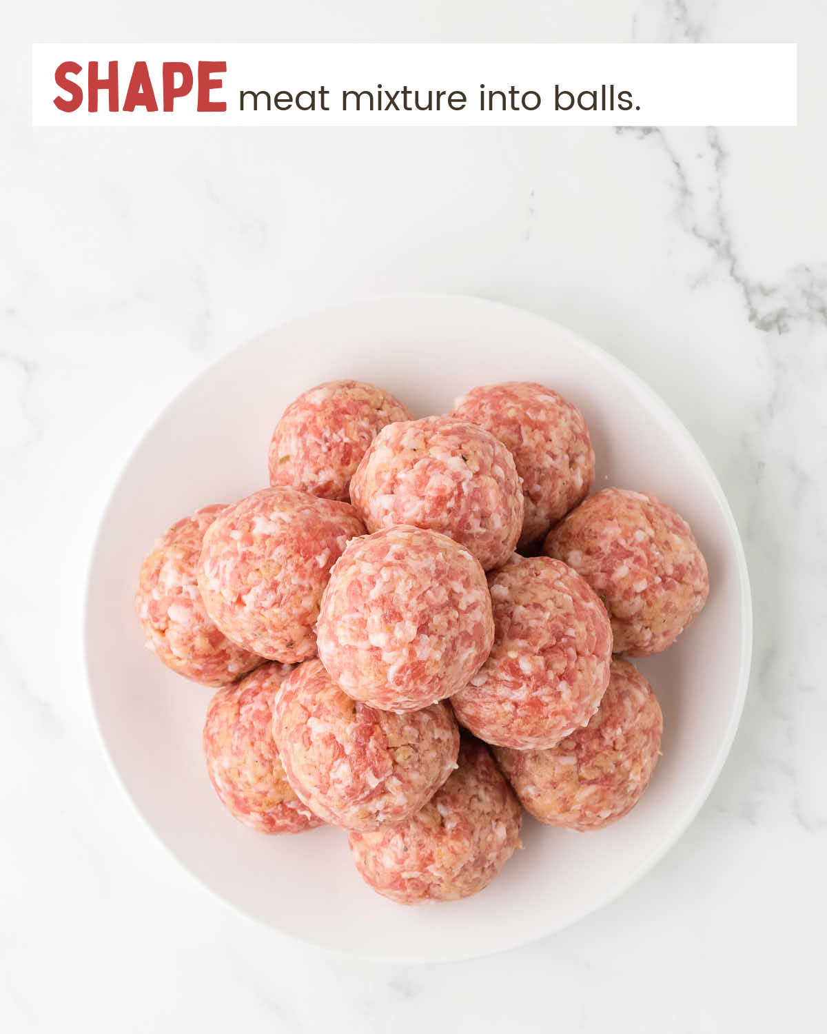 Ground pork meatballs on a plate.