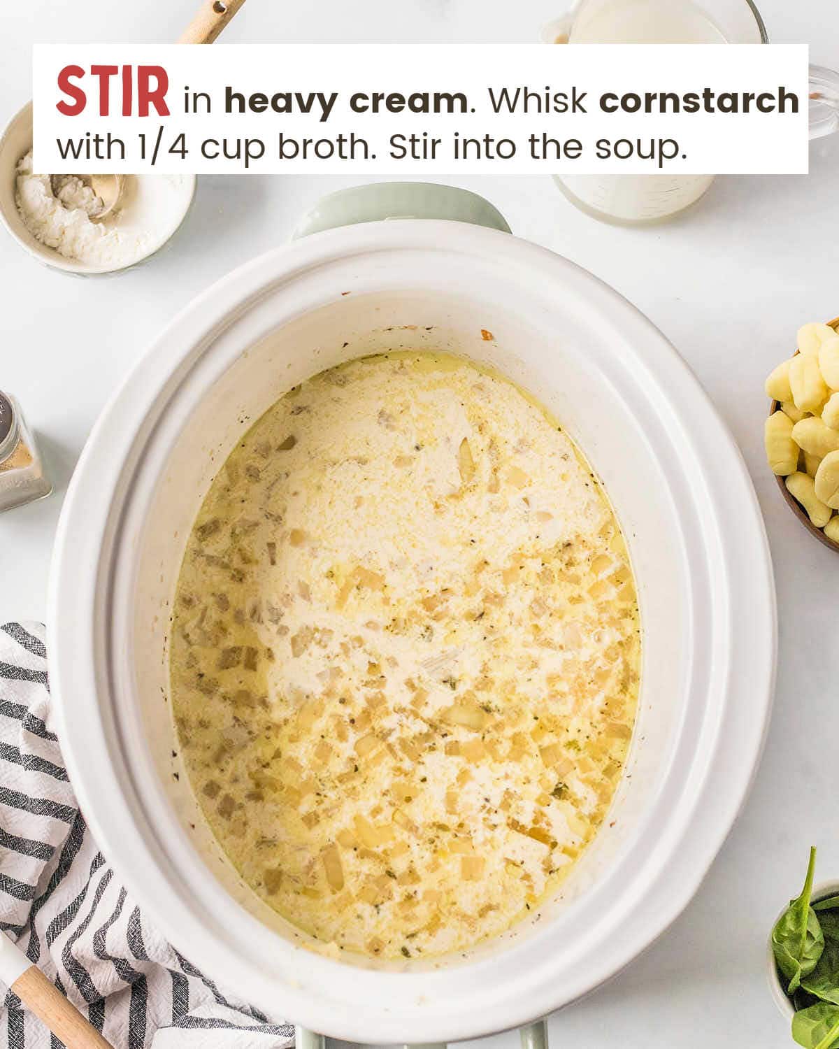 Soup in a large slow cooker.