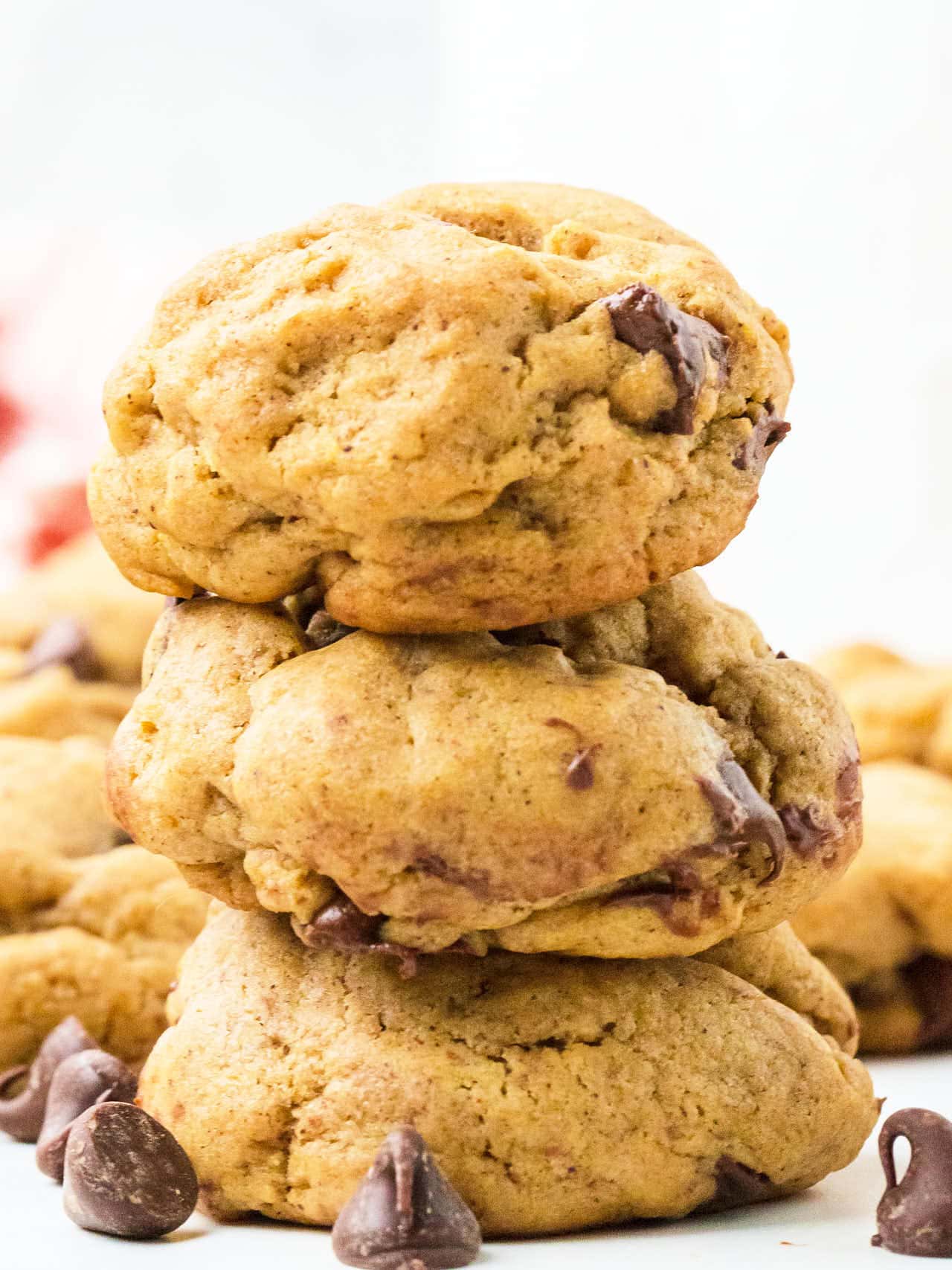 A stack of Chocolate Chip Pumpkin Cookies.