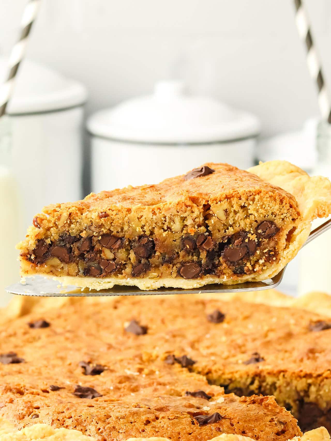 Lifting a slice of Cookie Pie.