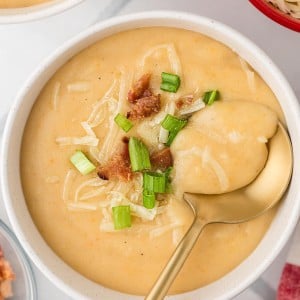 A bowl of Potato Leek Soup.