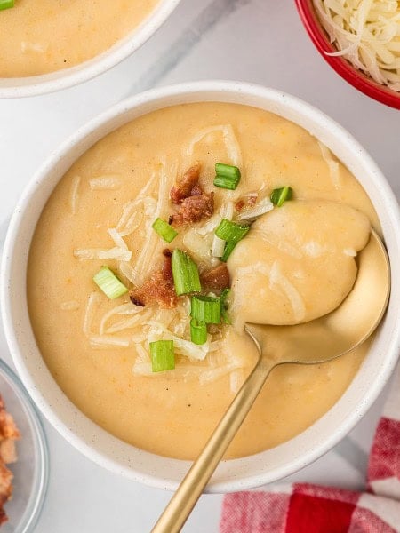 A bowl of Potato Leek Soup.