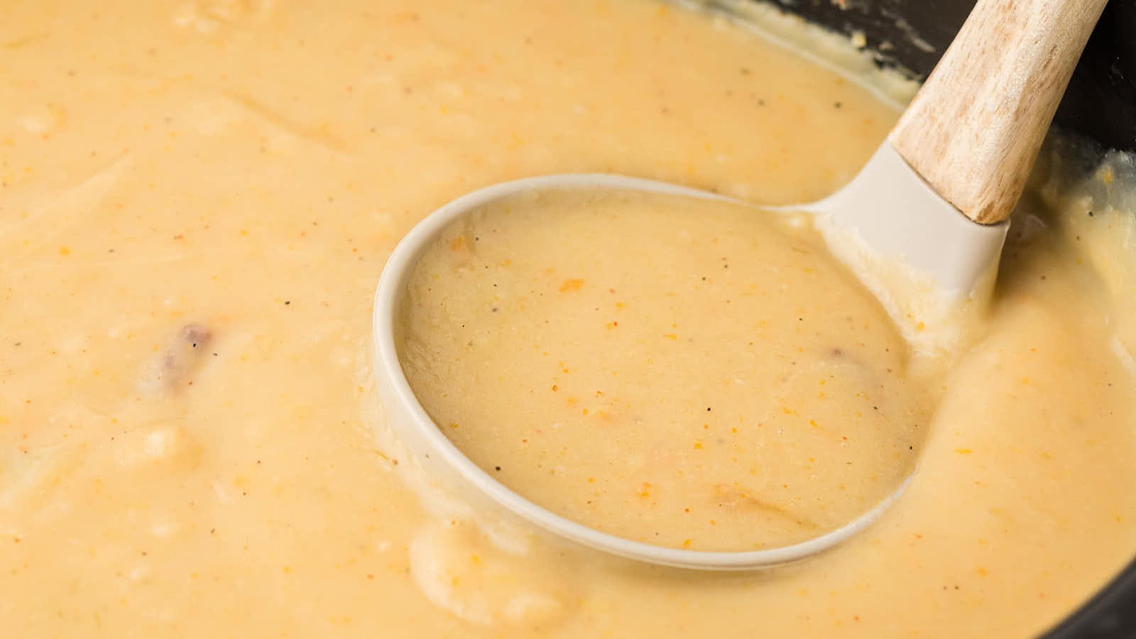 Crockpot Potato Leek Soup recipe by Cheerful Cook.