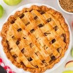 Freshly baked Apple Pie with a lattice topping.