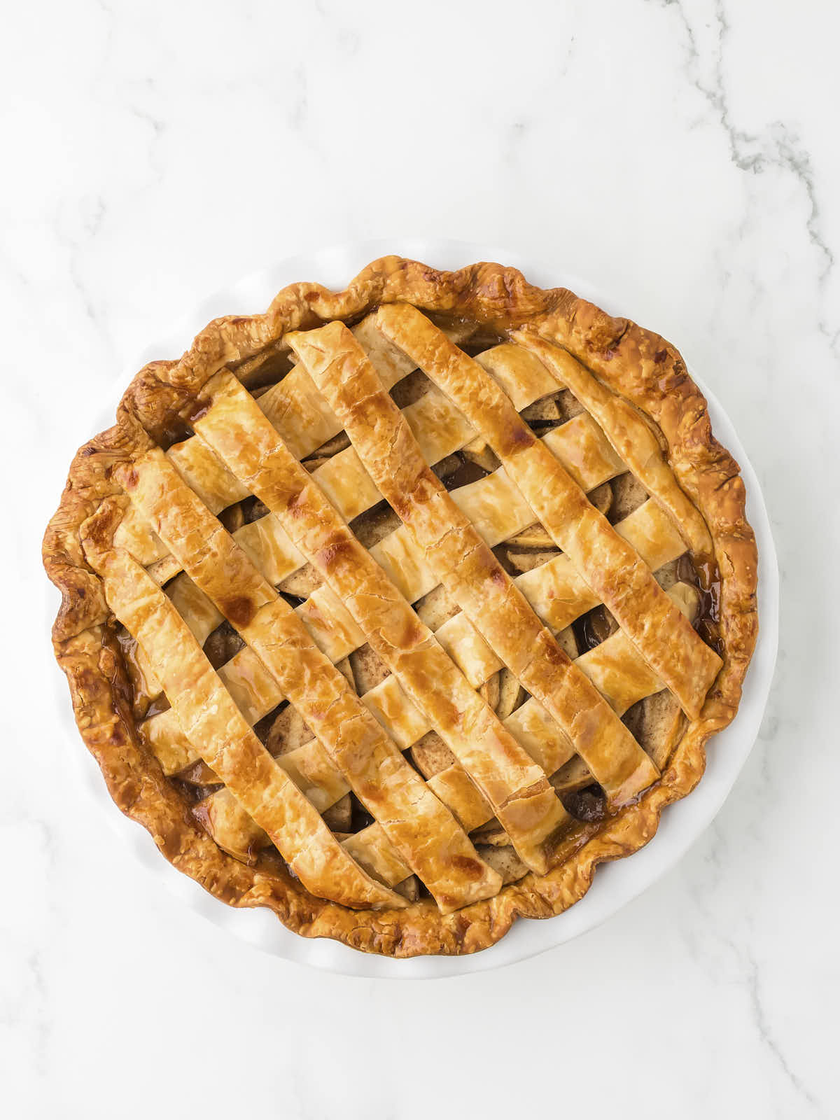 Baked Apple Pie with lattice topping.