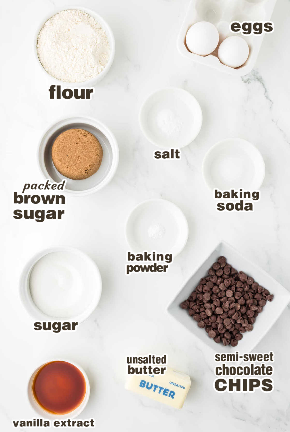 Ingredients needed to make Pizookie. 