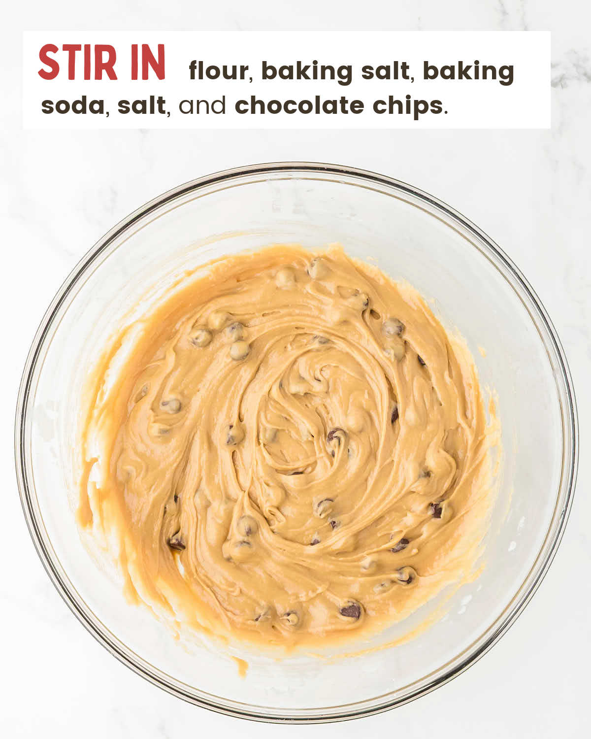 Stir in dry ingredients and chocolate chips.