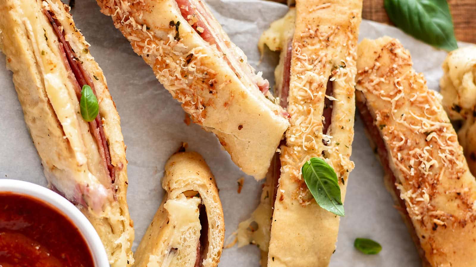 Easy Stromboli on a serving plate.