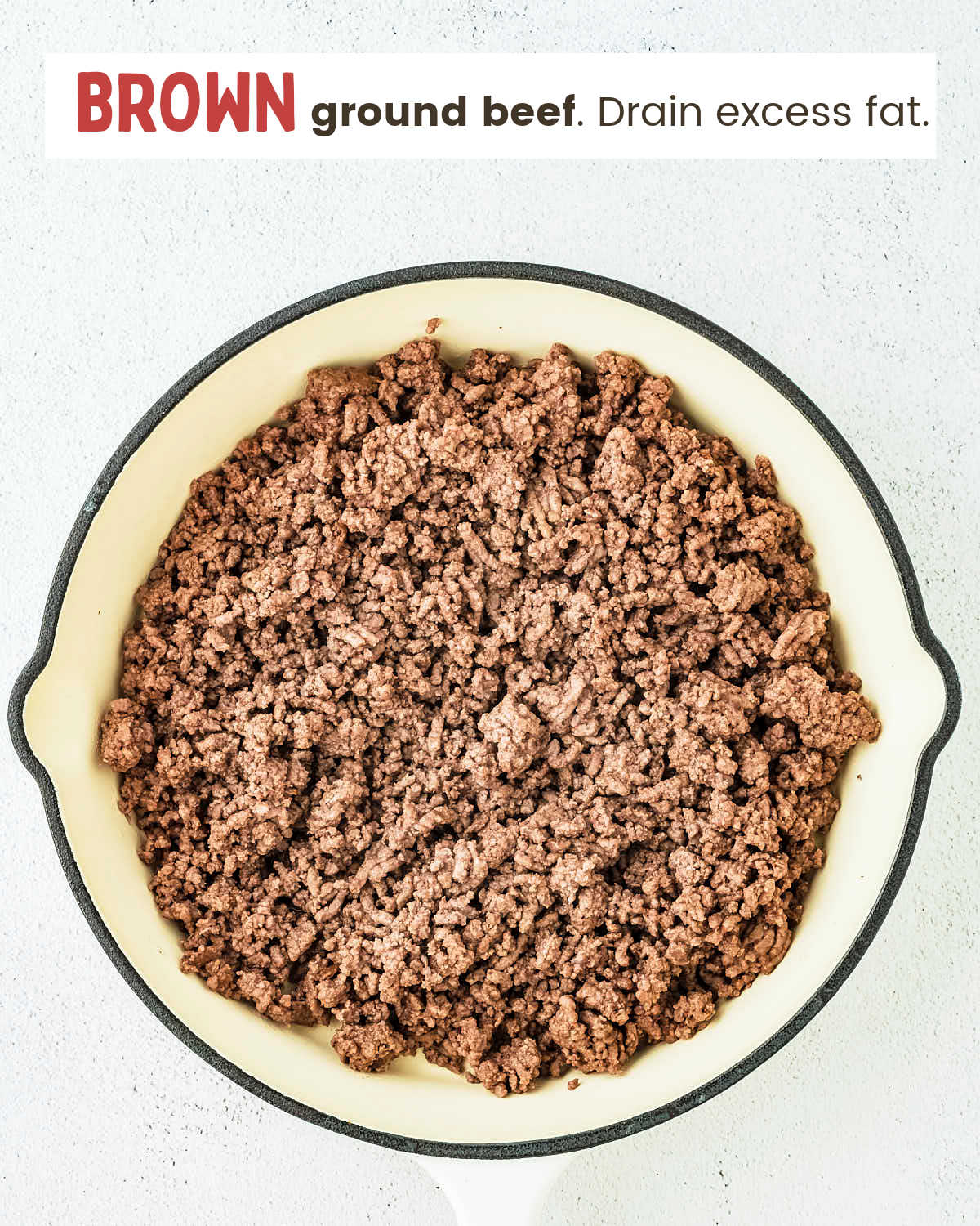 Brown ground beef.