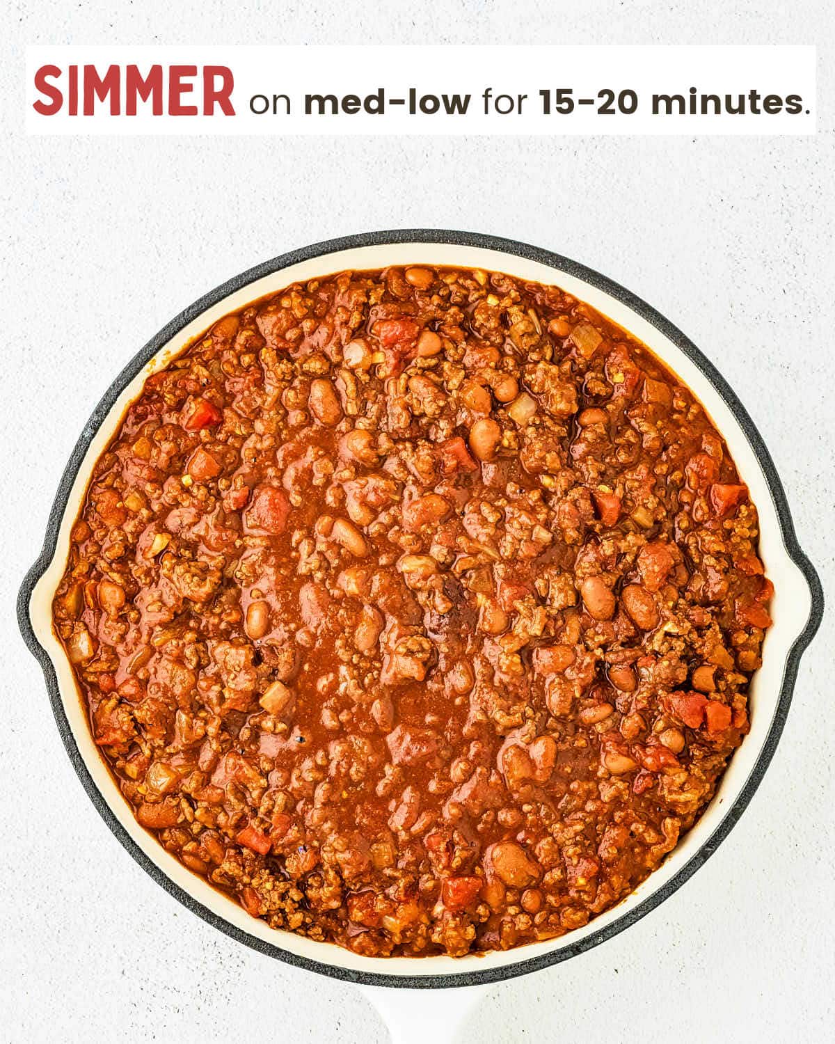 Chili after it simmered for 20 minutes.