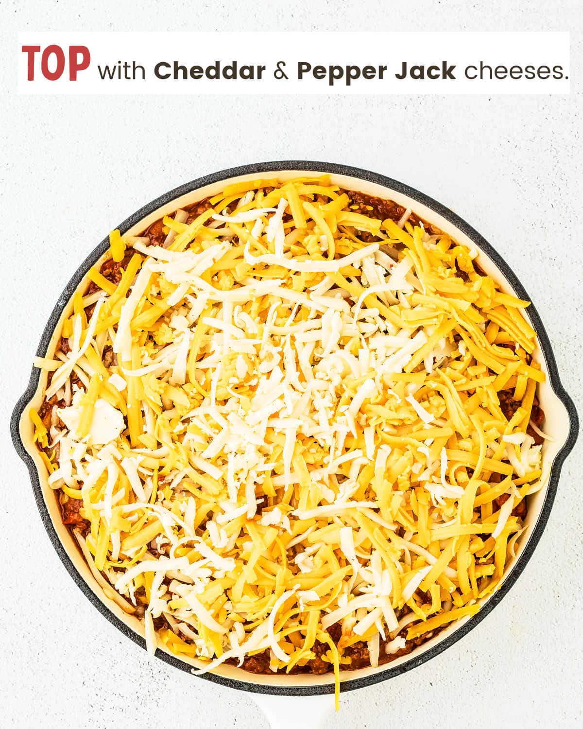 Added shredded Jack and Cheddar cheeses.