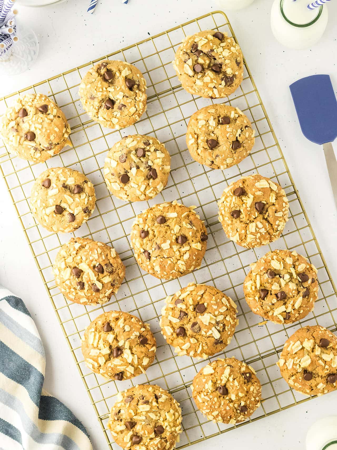 Potato Chip Cookies on a cooling rack.