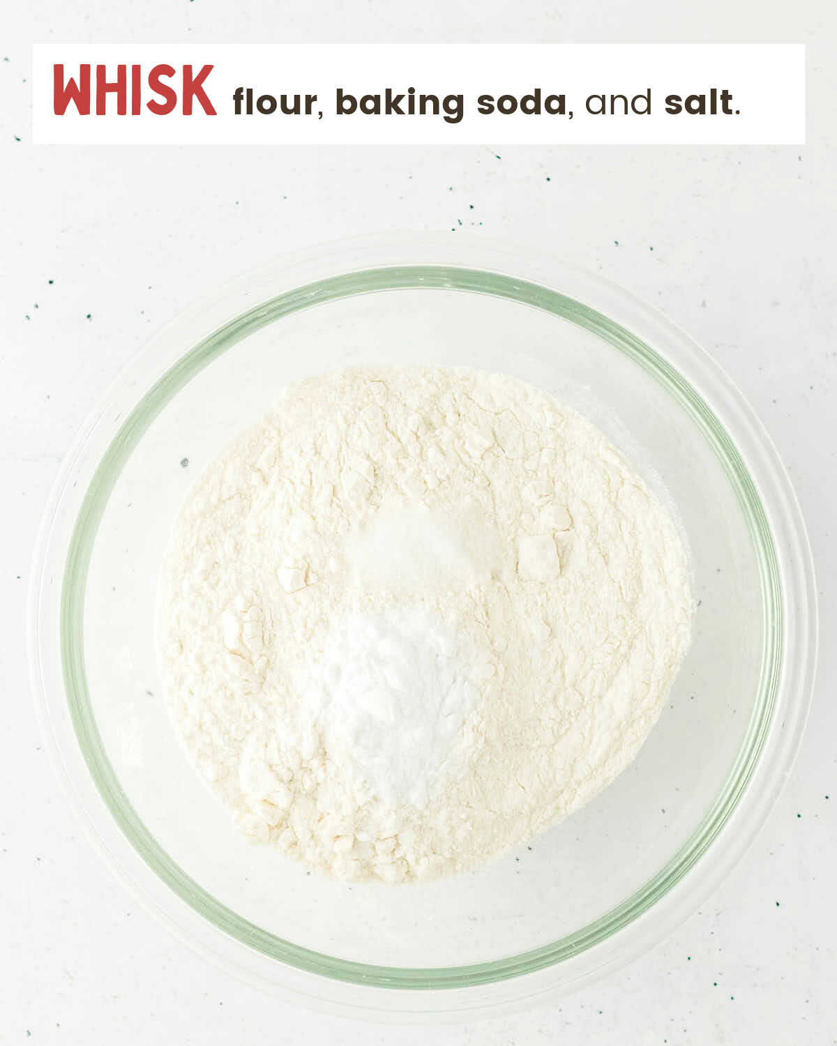 Flour mixture in a glass bowl.