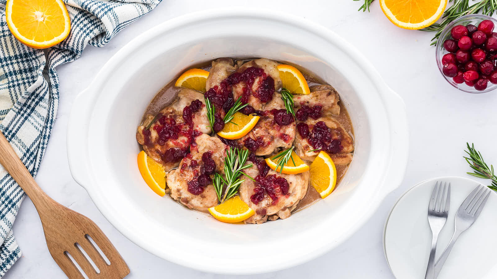 Cranberry Chicken cooked in the slow cooker.