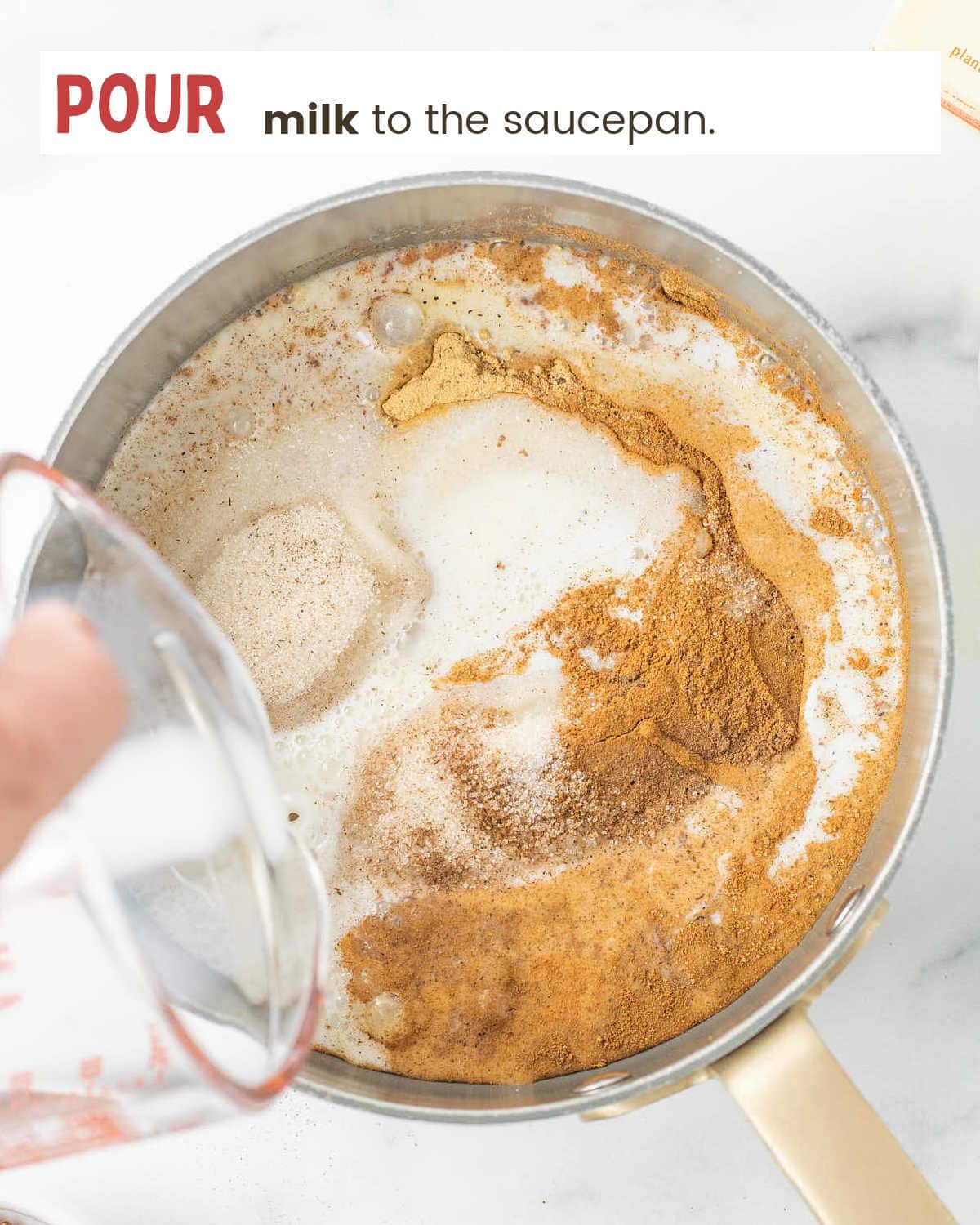 Add milk to the saucepan.