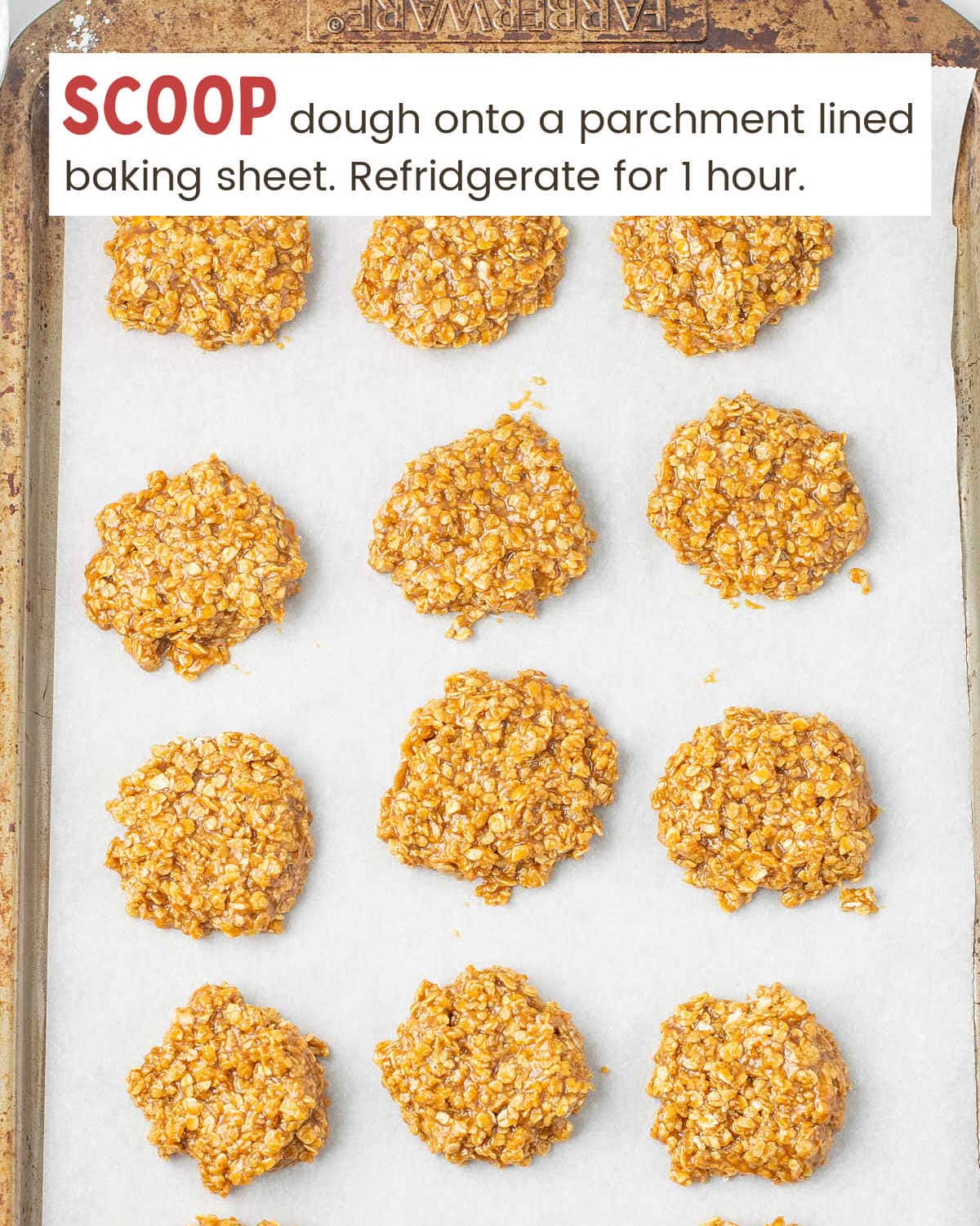 No Bake Gingerbread Cookies placed on a parchment paper lined baking sheet.