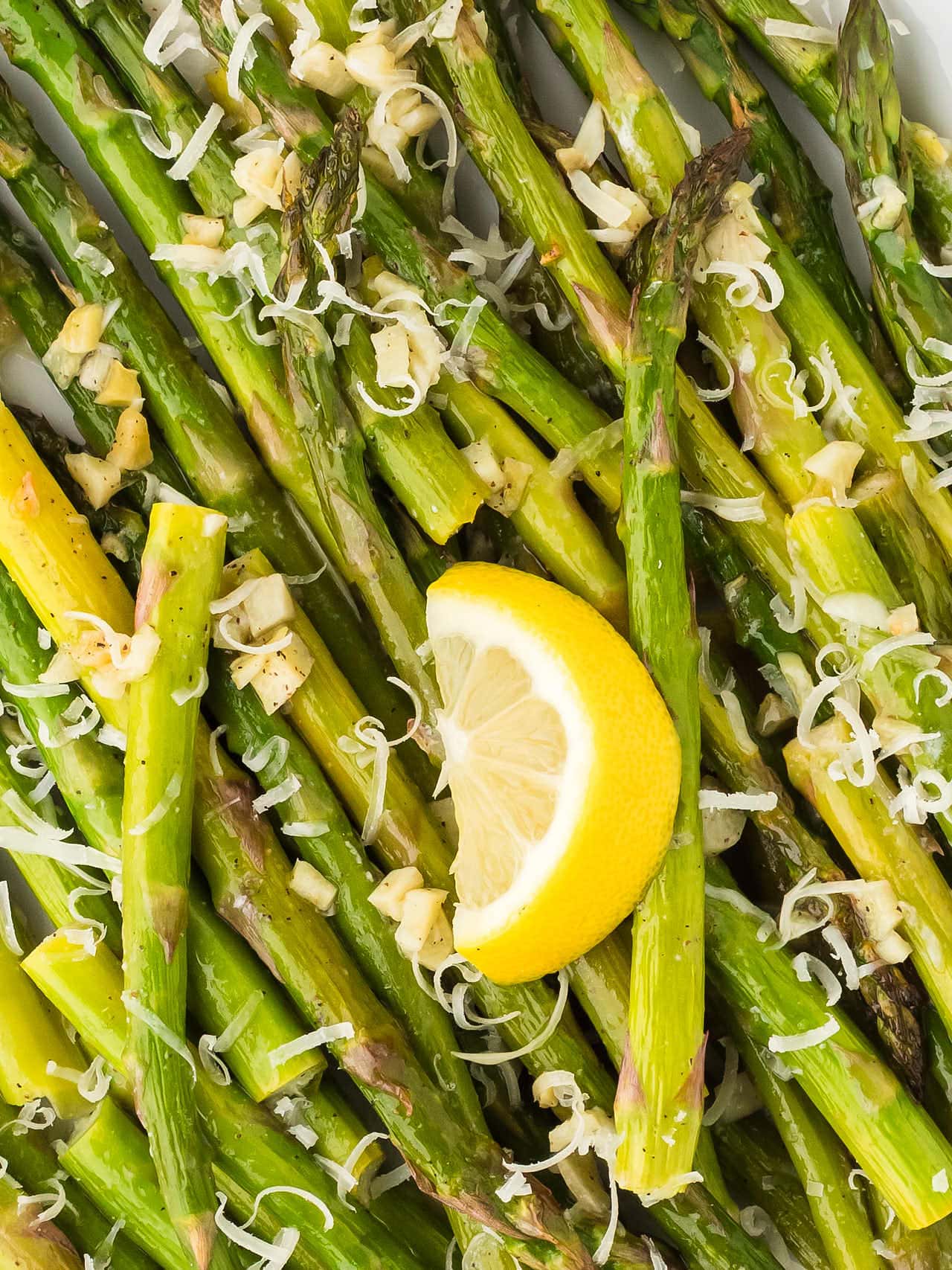 Closeup of Oven Roasted Asparagus.