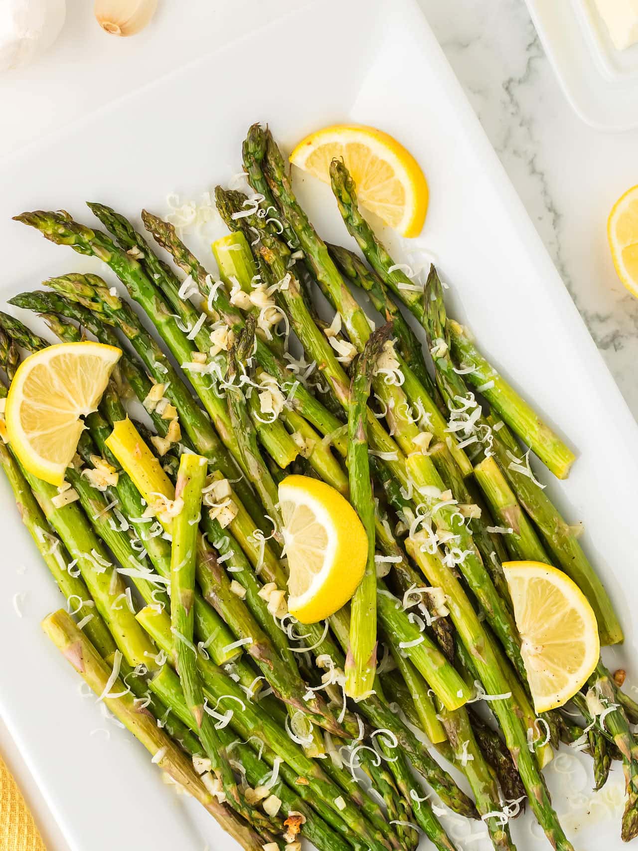 Plate of Oven Roasted Asparagus.