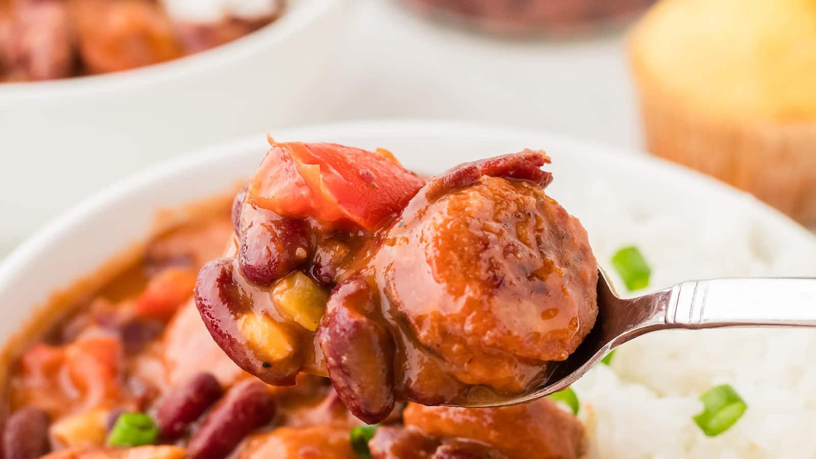 A spoonful of Red Beans and Rice. 