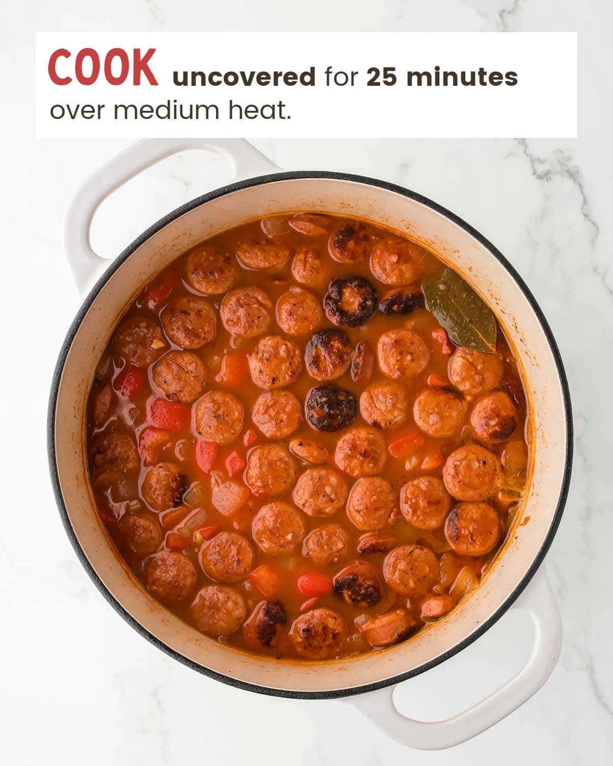 Cooking the stew uncovered.