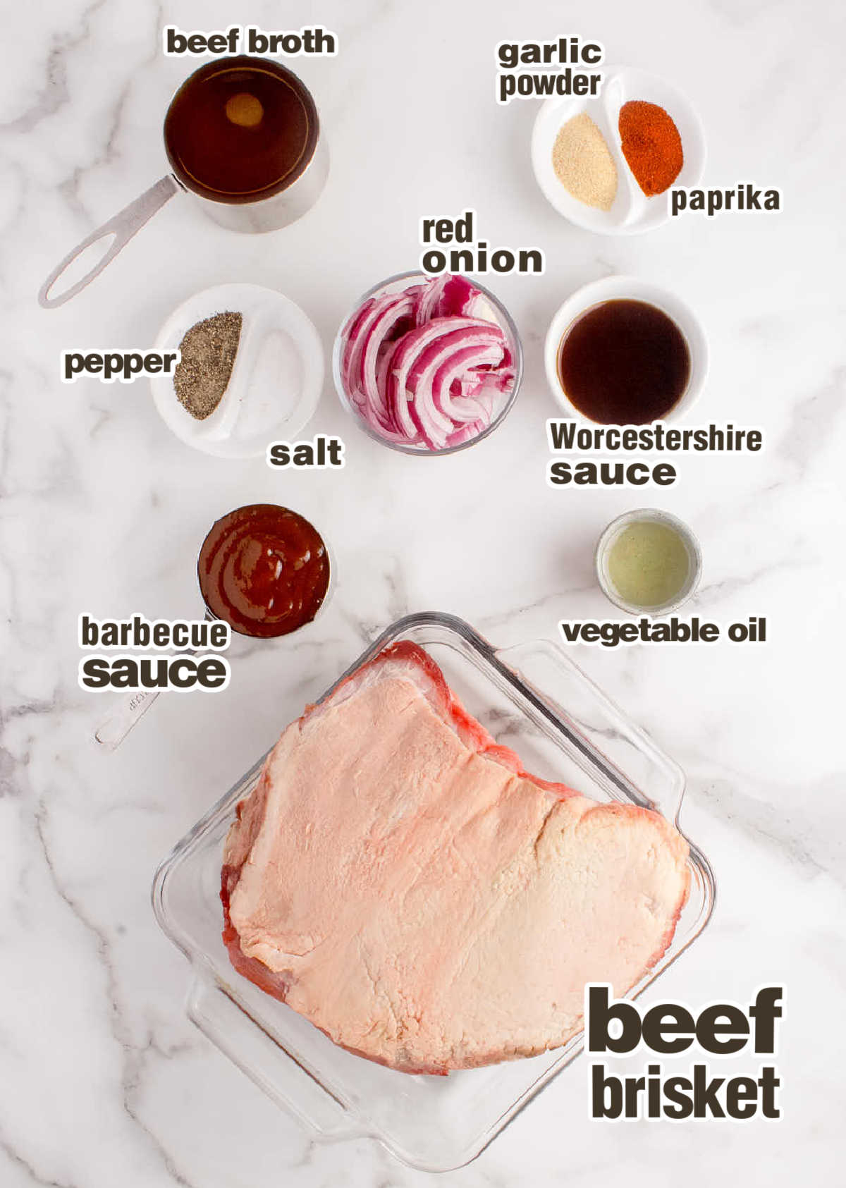 Ingredients needed to make Slow Cooker Brisket.