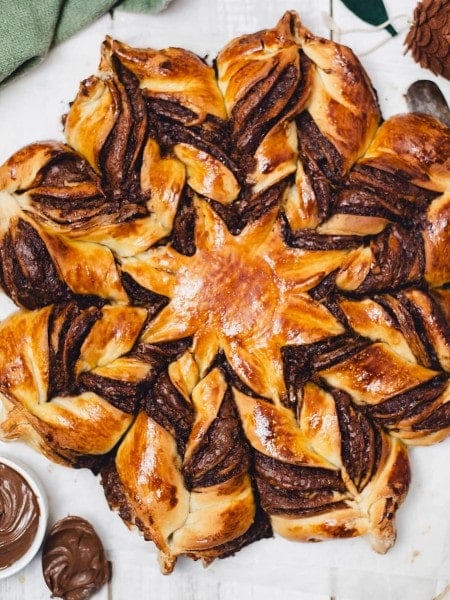 Topdown view of Nutella Star Bread.