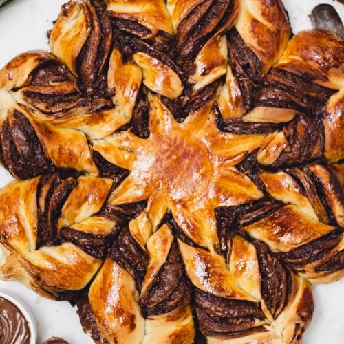 Topdown view of Nutella Star Bread.