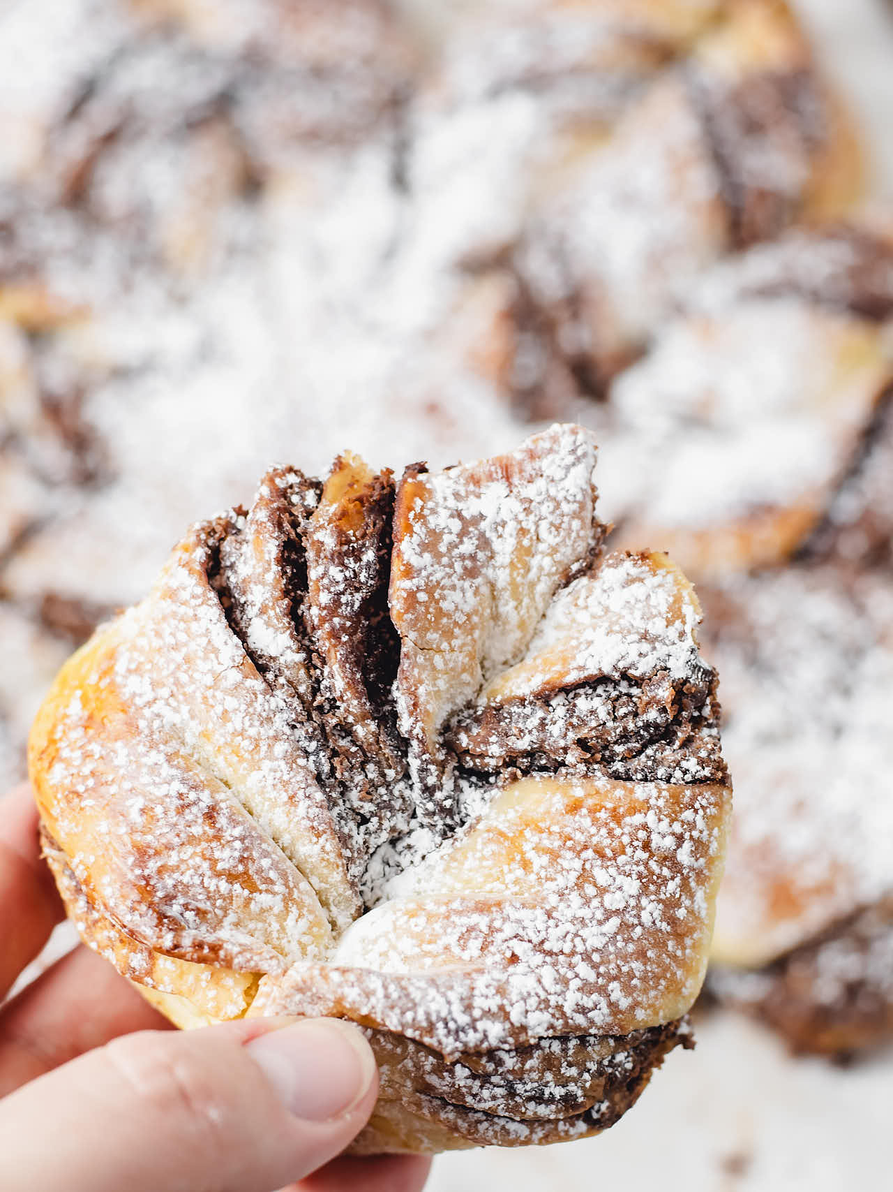 Closeup of a slice of the Starbread with Nutella.