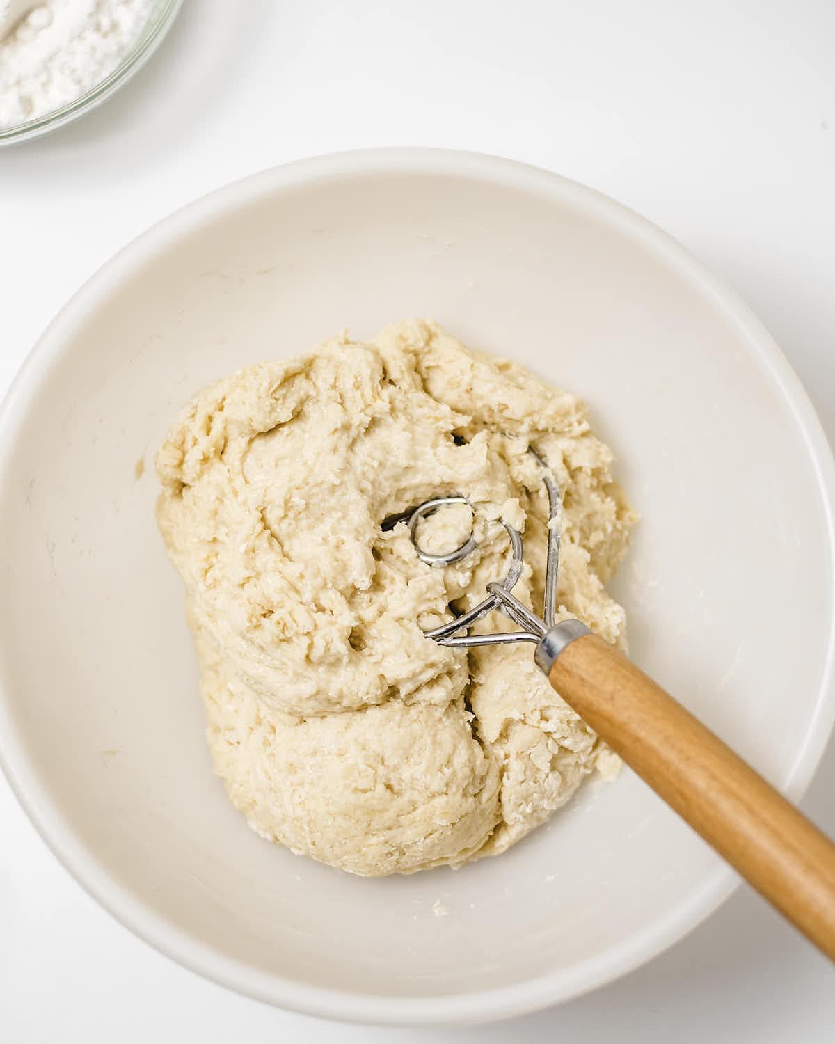 Using a dough hook to mix the dough. (Optional)