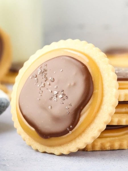 Closeup of a Twix Cookie.