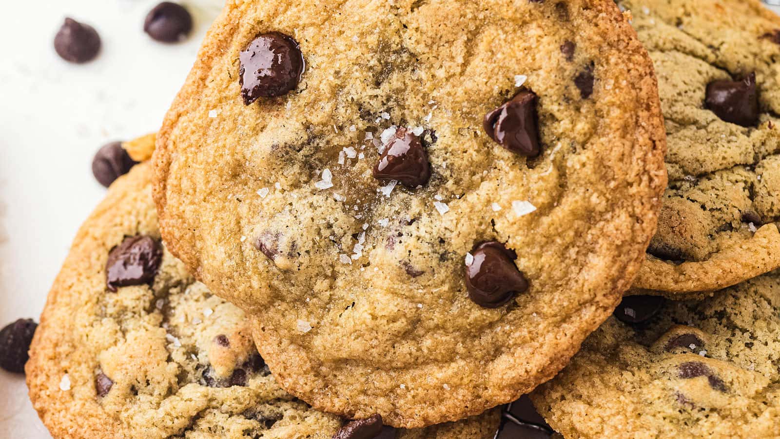 Closeup of a Small Batch Chocolate Chip Cookies.