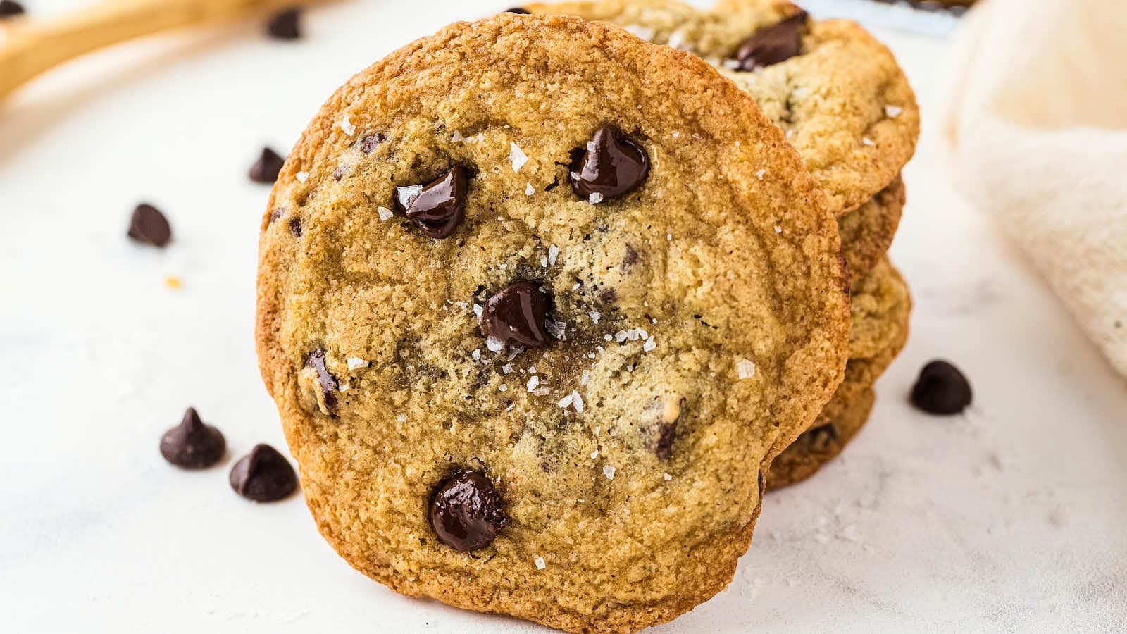 Closeup of a Small Batch Chocolate Chip Cookie.