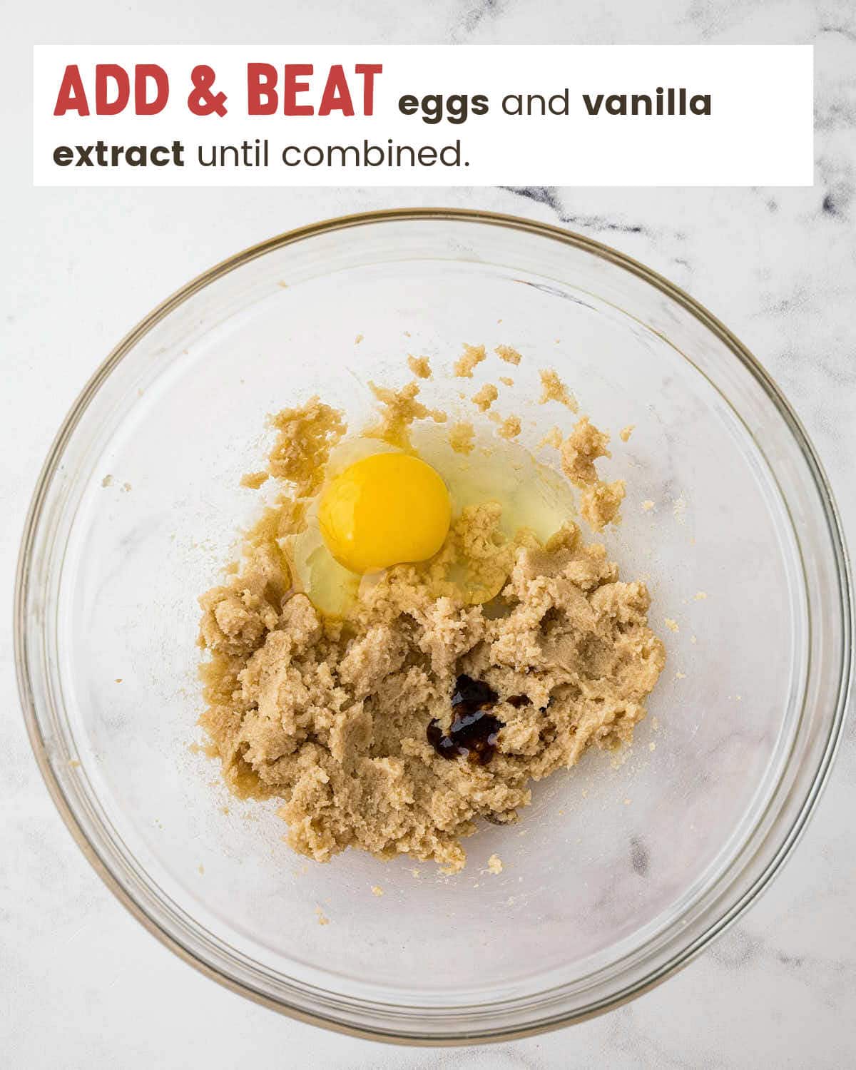 Beat wet ingredients.