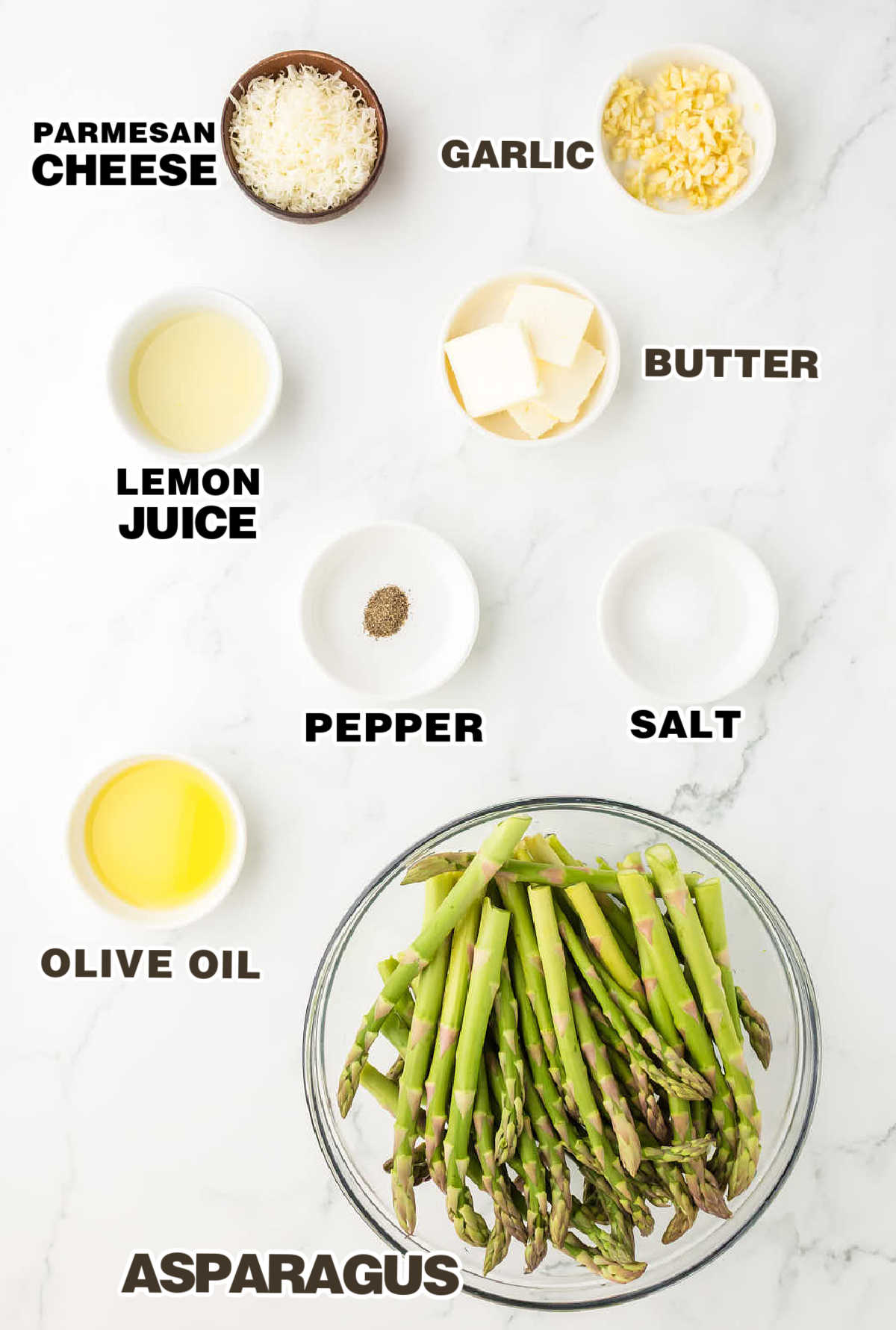 Ingredients needed to make Oven Roasted Asparagus.