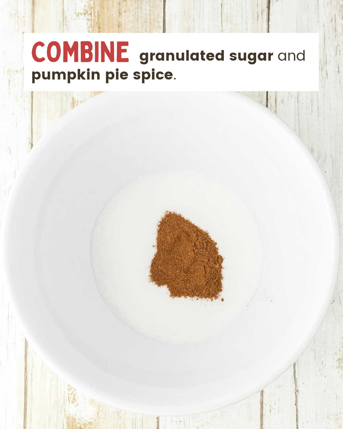 Pumpkin spice sugar coating in a small white bowl.