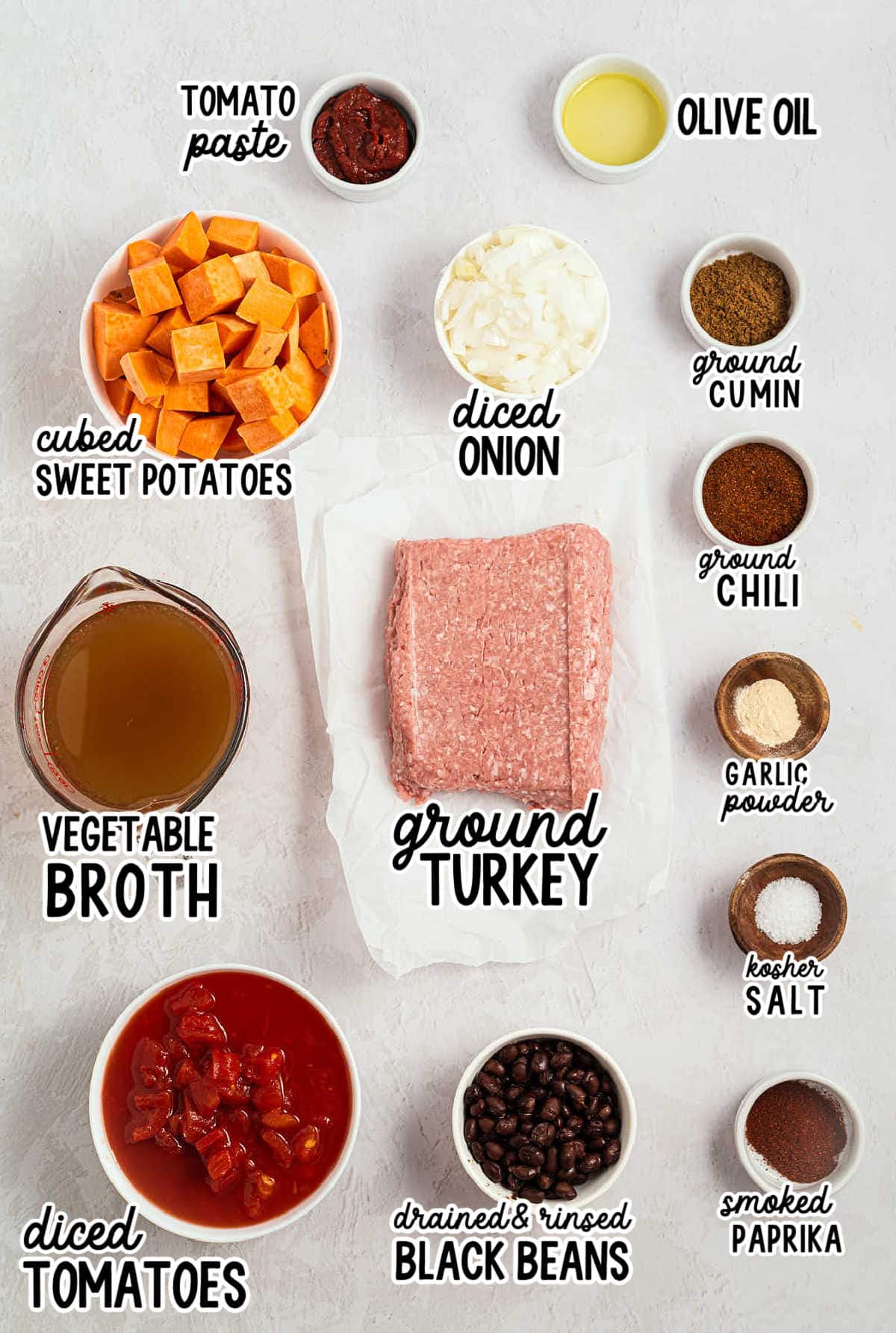 Ingredients needed to make Crockpot Turkey Chili.