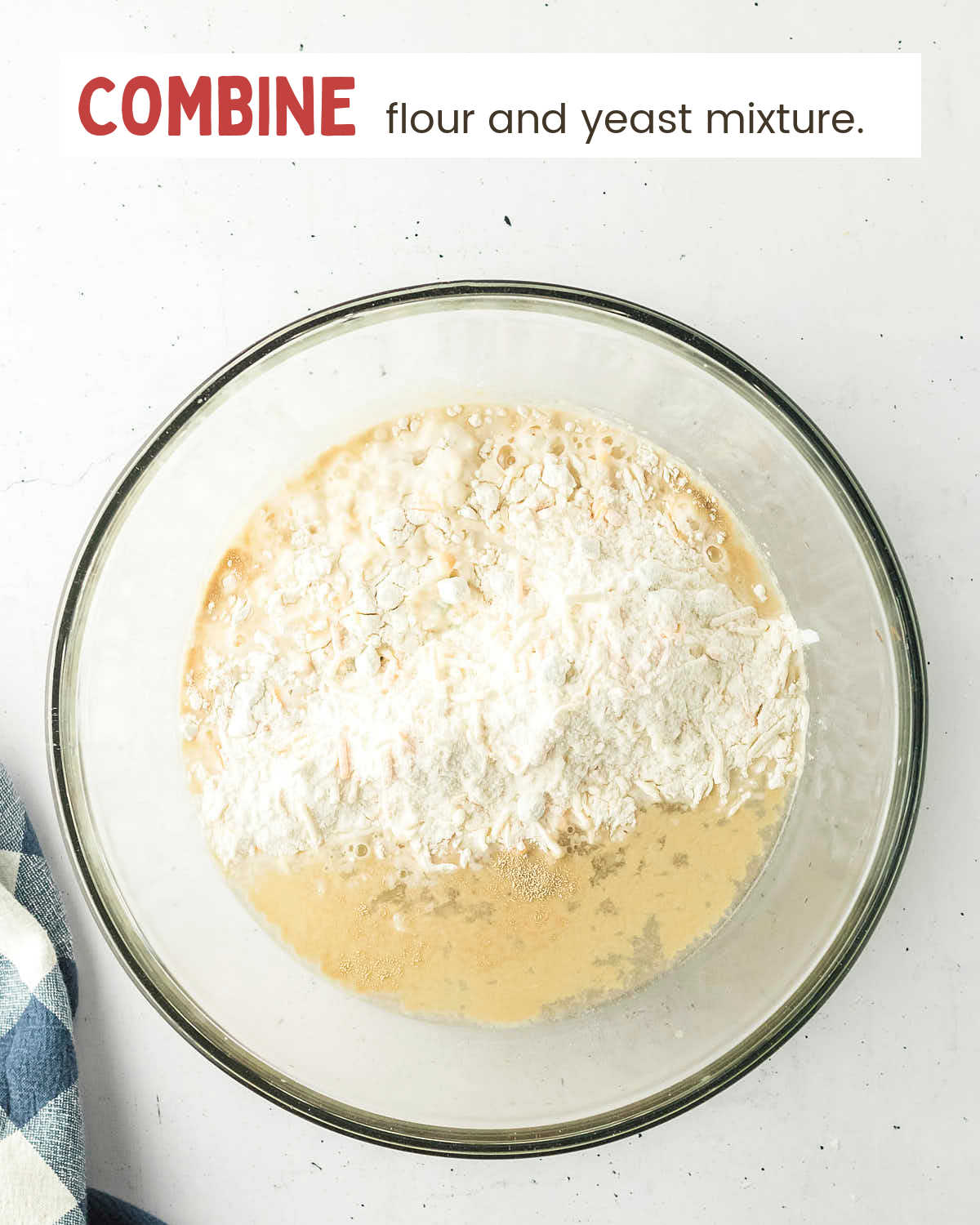 Flour and cheese mixture added to the yeast water for the bread dough.