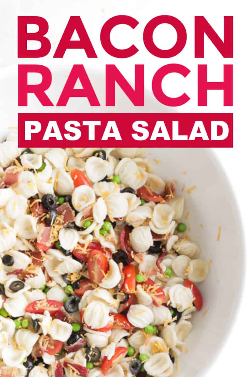 This creamy, delicious Bacon Ranch Pasta Salad is a quick and easy cold pasta salad that packs a punch. And it's ready to serve in just 30 minutes. #cheerfulcook #cold #creamy #bacon #cheddar #ranch #pastasalad ♡ cheerfulcook.com via @cheerfulcook