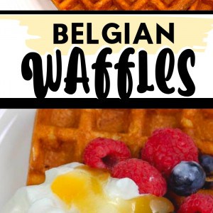 Slice of gluten-free Waffles with fresh Berries and whipped cream
