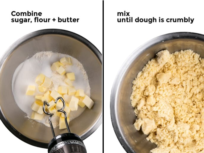 Step: combined sugar, flour, and butter to