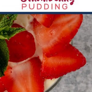 Perfect dessert. Vanilla Pudding with cream and fresh strawberries