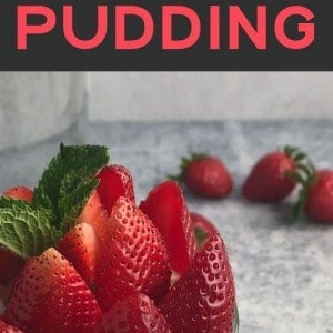 Vanilla Pudding with cream and fresh strawberries