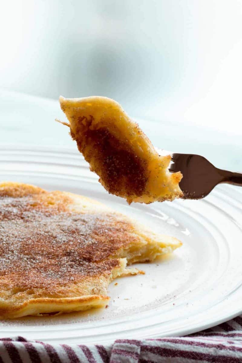 A forkful of freshly cooked German Apple Pancakes