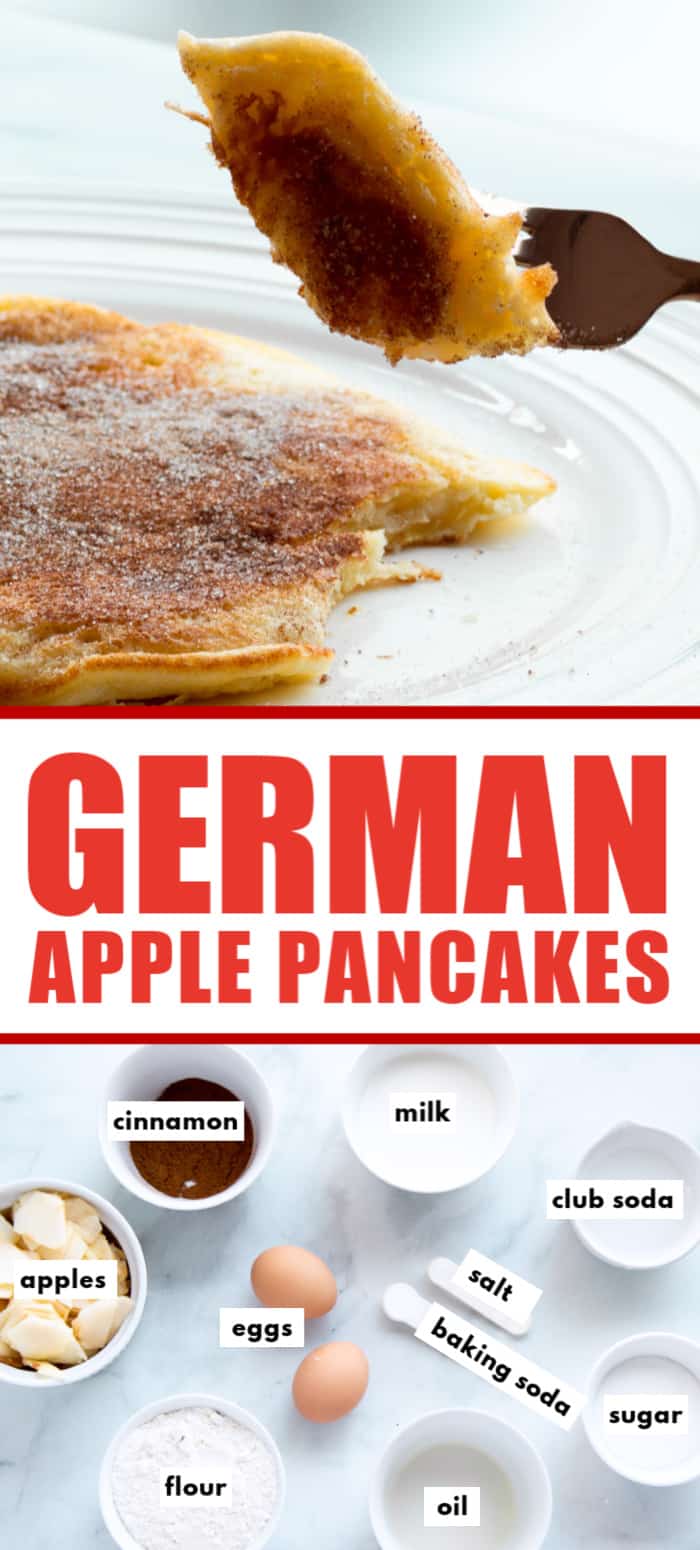'Apfelpfannkuchen' are traditional German apple pancakes that are light and fluffy, filled with tender apples, and drizzled with cinnamon sugar.   #cheerfulcook #apfelpfannkuchen #breakfast #pancakes #omas #airy #video ♡ cheerfulcook.com via @cheerfulcook