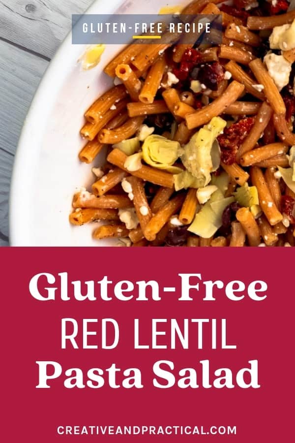 Make your own Gluten-free Red Lentil Pasta Salad in under 15 minutes. This dish is incredibly easy to make, versatile, gluten-free, and vegan. A great gluten free lunch or dinner choice.