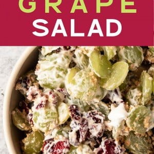 A bowl full of creamy Grape Salad